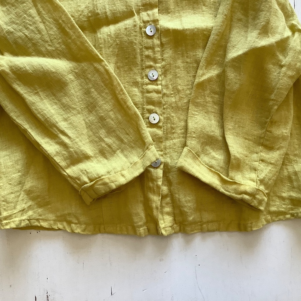 Flax 100% Linen Oversized Button Down Canary Yell… - image 6